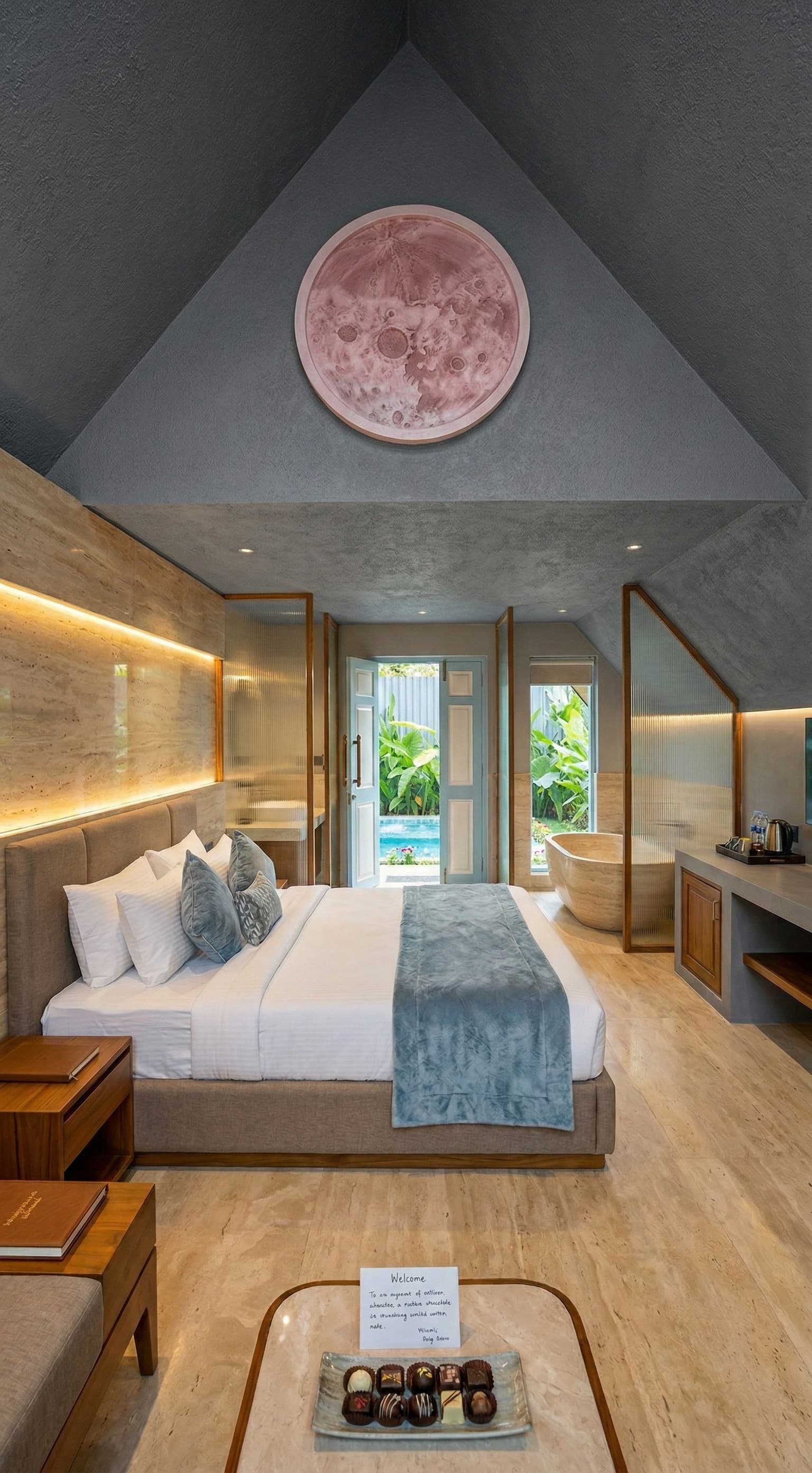 Luxurious cabana bedroom with rose petal decoration